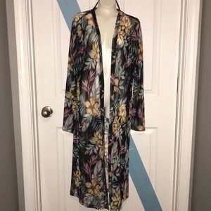 Floral Sheer long sleeve coverup